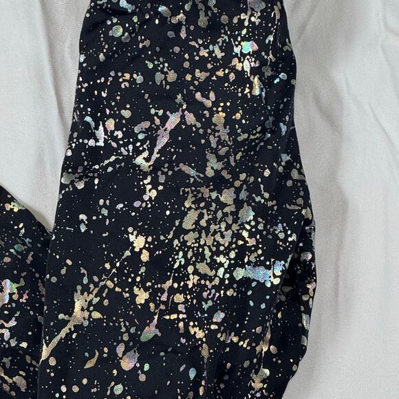 Pixie Lane Girls Black and Metallic Leggings Girls 5 - Picture 2 of 6